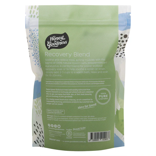 Honest To Goodness Epsom Salts 1Kg, Recovery Blend With Eucalyptus & Peppermint - Image 2