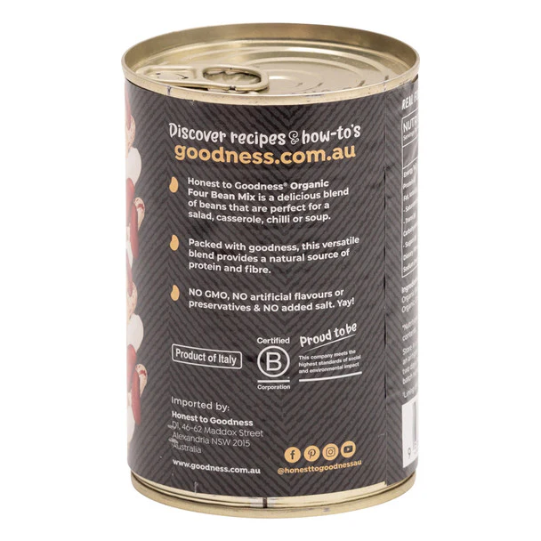 Honest To Goodness Four Bean Mix 400g, No Added Salt & Australian Certified Organic - Image 2