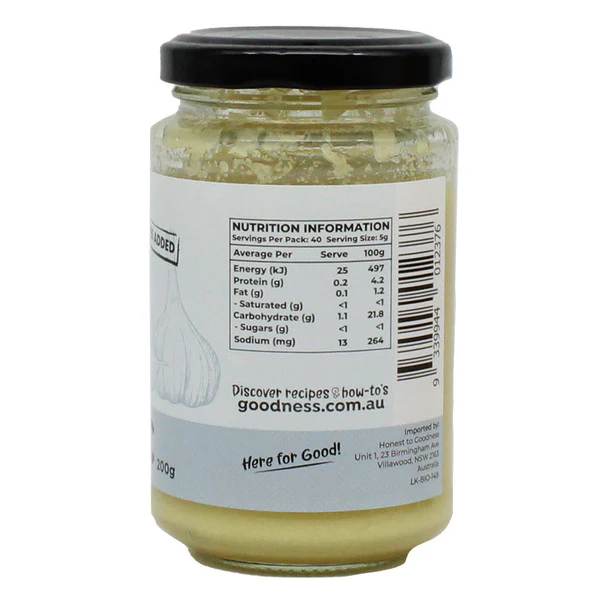 Honest To Goodness Garlic Paste 200g, Australian Certified Organic - Image 3