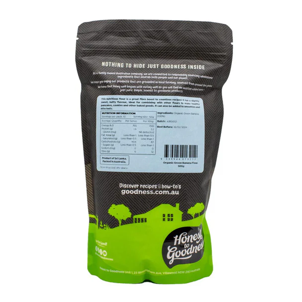 Honest To Goodness Green Banana Flour 500g, For A Good Source Of FIbre & Australian Certified Organic - Image 2