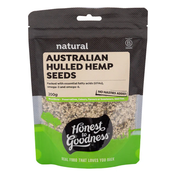 Honest To Goodness Natural Australian Hulled Hemp Seeds 200g Or 800g, Packed With Essential Fatty Acids