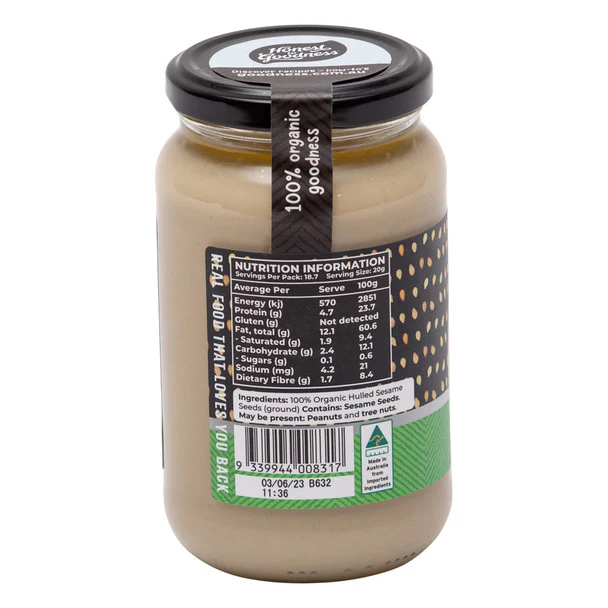 Honest To Goodness Hulled Tahini 375g, Australian Certified Organic - Image 3