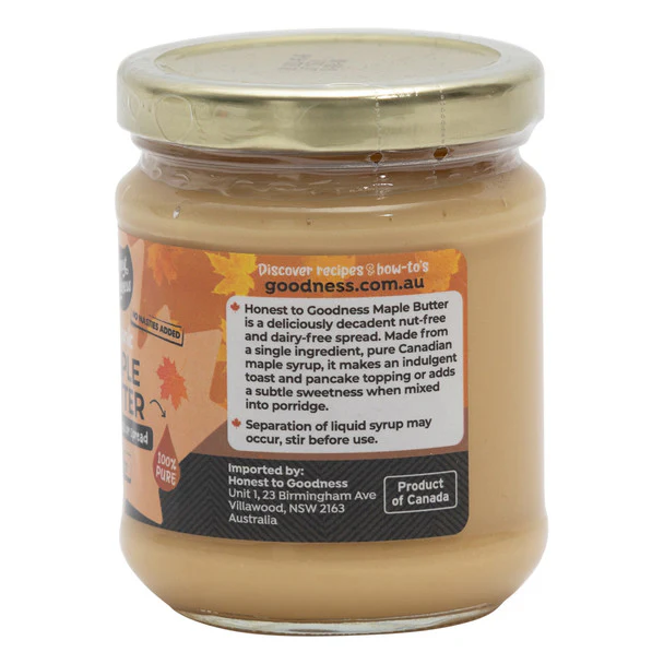 Honest To Goodness Maple Butter 250g, Australian Certified Organic & 100% Pure - Image 2