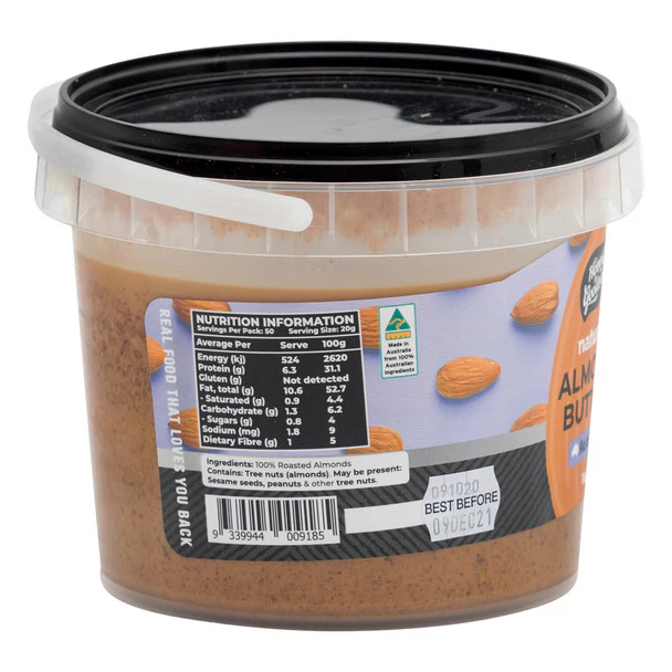 Honest To Goodness Natural Almond Butter 1Kg, Made From Oven Roasted Australian Almonds - Image 2