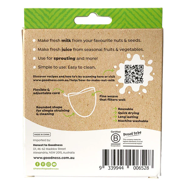 Honest To Goodness Nut Milk Bag, Finely Woven Reusable Bag That Filters Well! - Image 3