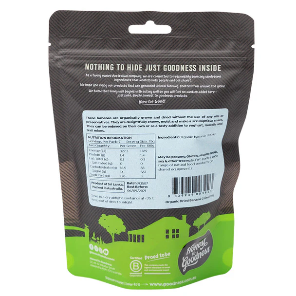 Honest To Goodness Organic Dried Banana Coins 175g, Moist, Chewy & Delicious - Image 2