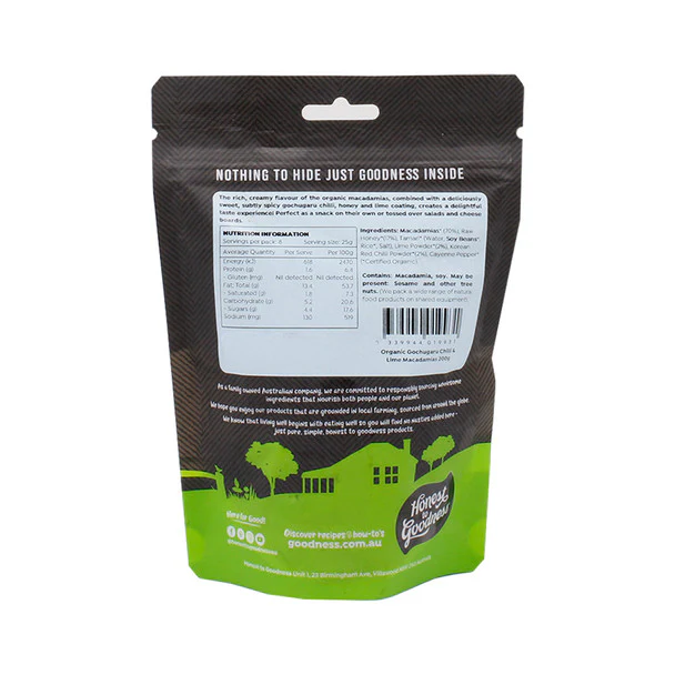 Honest To Goodness Organic Gochugaru Chilli & Lime Macadamias 200g, A Perfect & Healthy Snack - Image 2