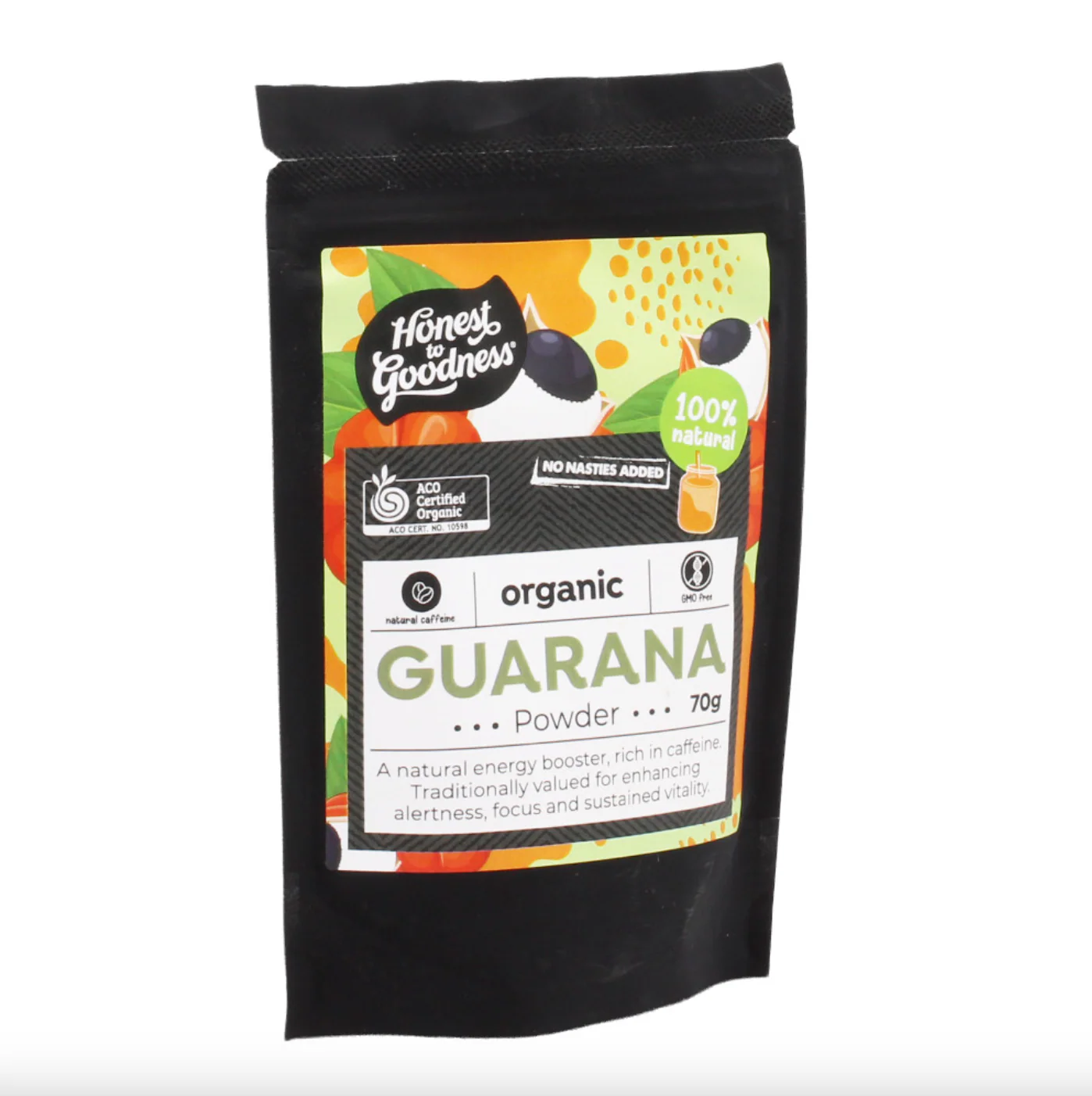 Honest To Goodness Organic Guarana Powder 70g, Natural Energy Booster - Image 2