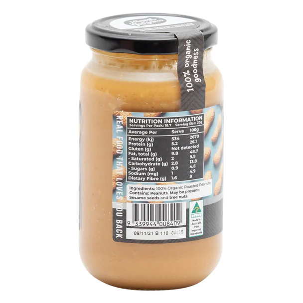 Honest To Goodness Peanut Butter 375g, Crunchy & Australian Certified Organic - Image 2