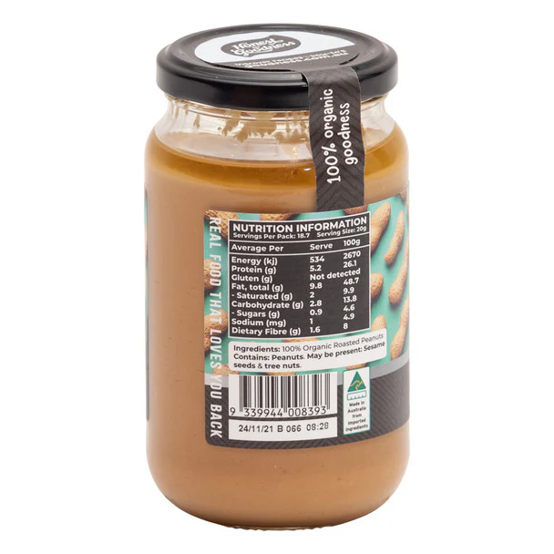 Honest To Goodness Peanut Butter 375g, Smooth & Australian Certified Organic - Image 3