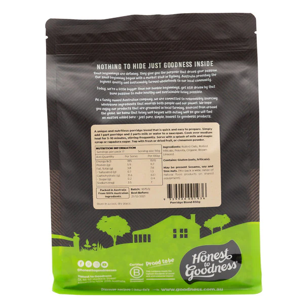 Honest To Goodness Natural Porridge Blend 850g, Quick & Easy To Use - Image 3
