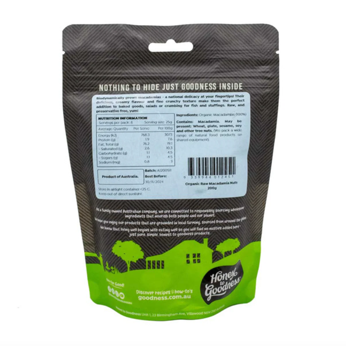 Honest To Goodness Organic Raw Macadamia Nuts 200g, A Perfect & Healthy Snack - Image 2