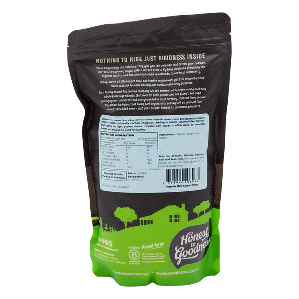 Honest To Goodness Raw Sugar 700g, Australian Certified Organic - Image 2