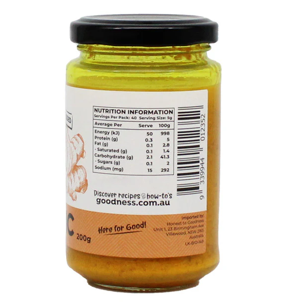 Honest To Goodness Turmeric Paste 200g, Australian Certified Organic - Image 3