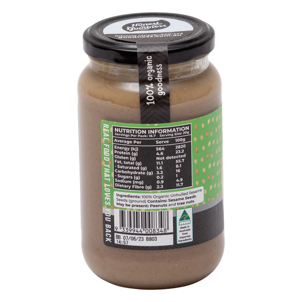 Honest To Goodness Unhulled Tahini 375g, Australian Certified Organic - Image 3