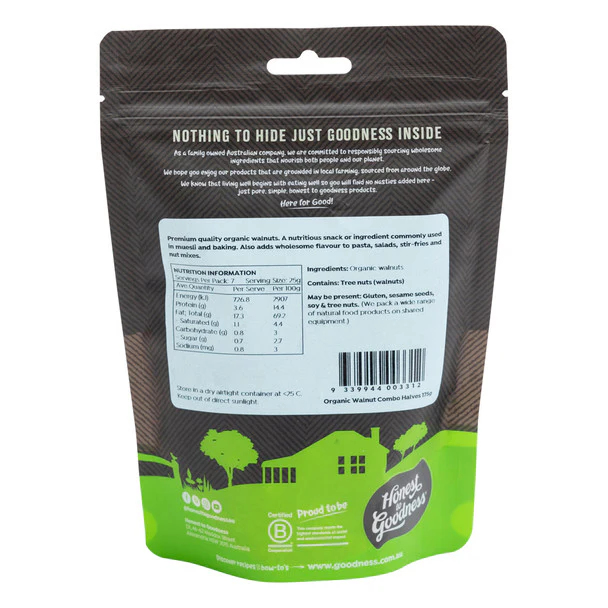 Honest To Goodness Walnut Halves & Pieces 175g Or 750g, Australian Certified Organic & Premium Quality - Image 3