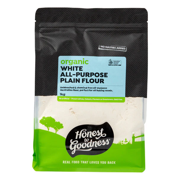 Honest To Goodness White All-Purpose Plain Flour 1kg, Unbleached & Chemical Free