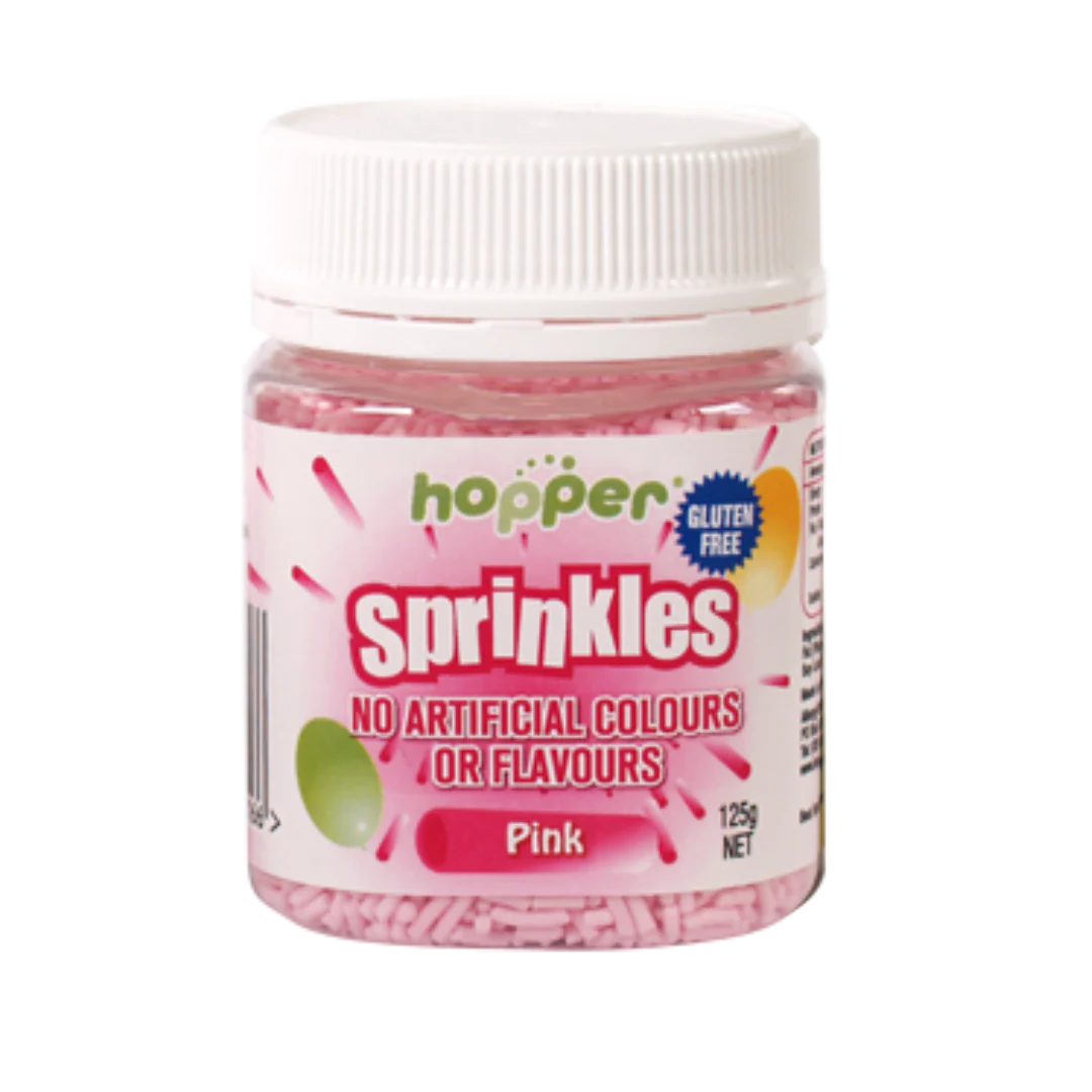 Hopper Gluten Free Pink Sprinkles 125g, No Artificial Colours Or Flavours
