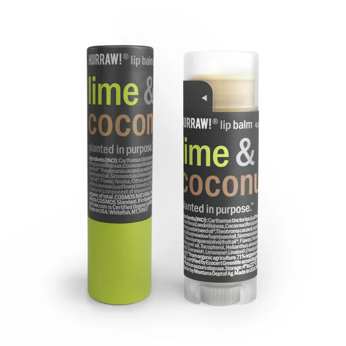 Hurraw Lime & Coconut Lip Balm 4.8g, In A Cardboard Dispenser - Image 2
