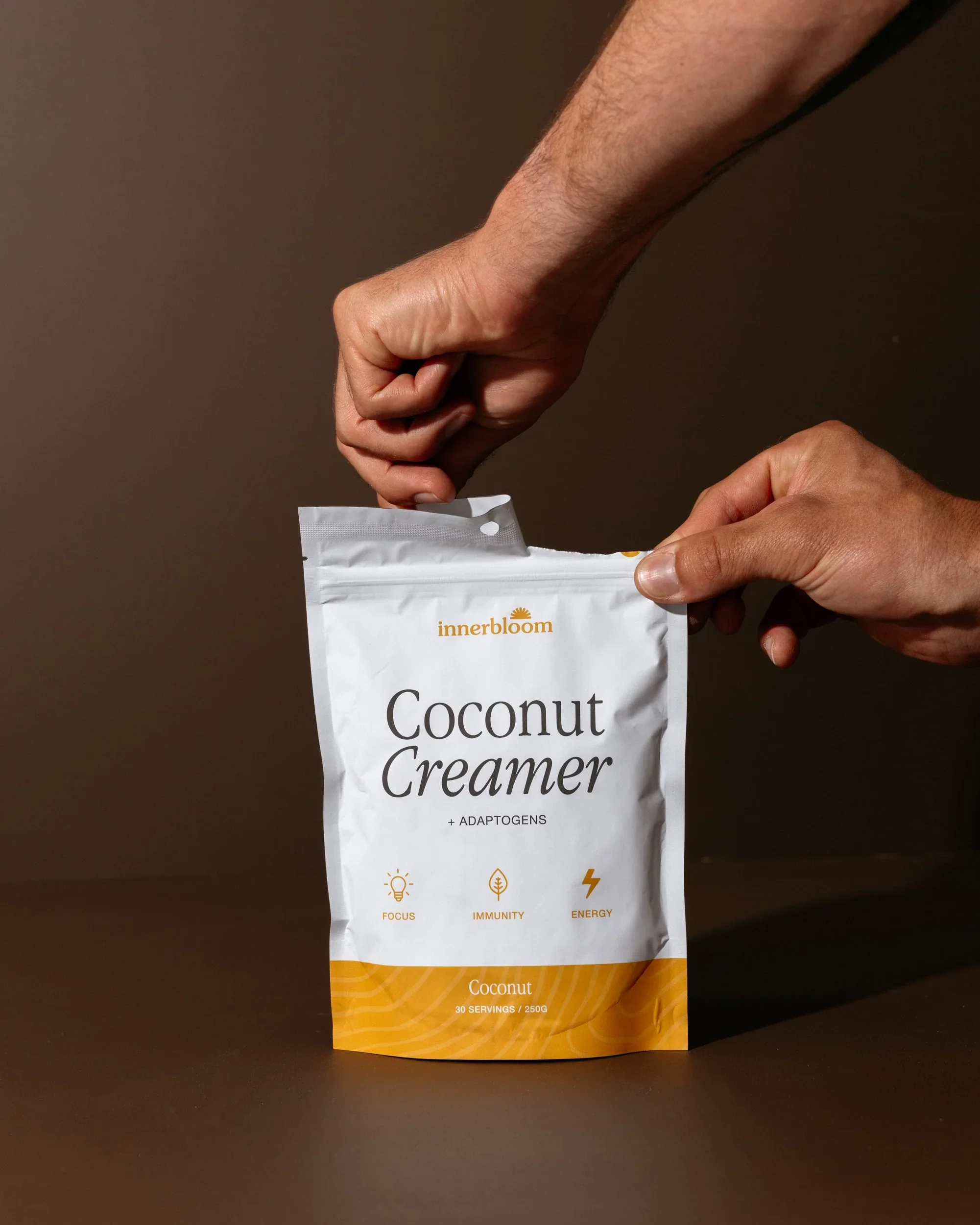Innerbloom Coconut Creamer + Adaptogens 250g, Sweet & Creamy To  Elevate Your Coffee Experience Coconut Flavour - Image 3