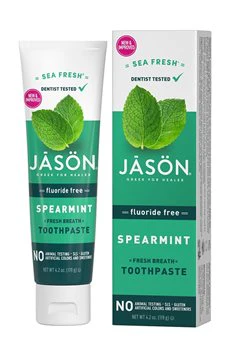 JASON SeaFresh Fresh Breathe Toothpaste 119g, Fluoride Free Spearmint Flavour