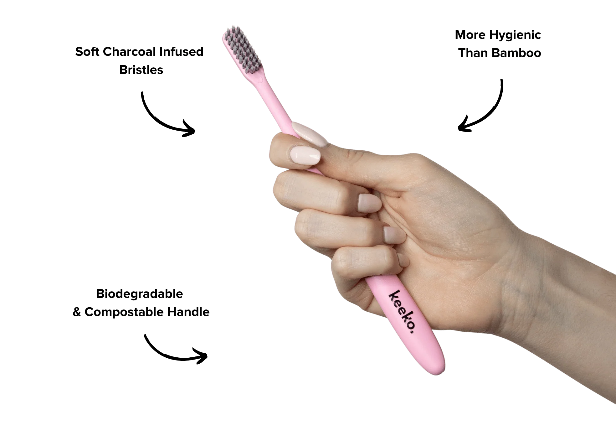 Keeko One Good Brush - Biodegradable Toothbrush Baby Pink & Sky Blue, Soft Bristles