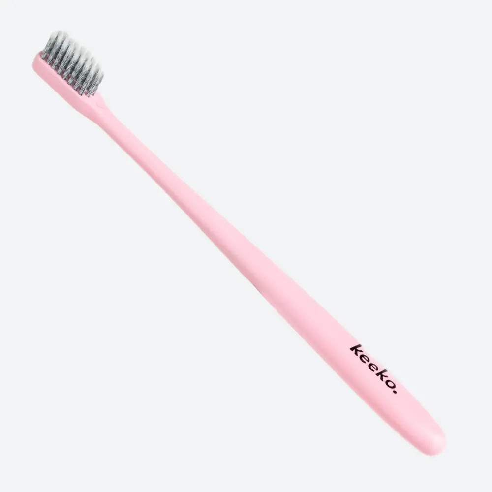 Keeko One Good Brush - Biodegradable Toothbrush Baby Pink & Sky Blue, Soft Bristles - Image 3