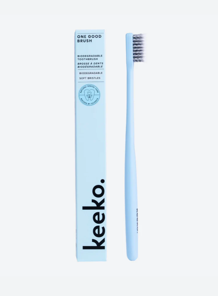 Keeko One Good Brush - Biodegradable Toothbrush Baby Pink & Sky Blue, Soft Bristles - Image 5