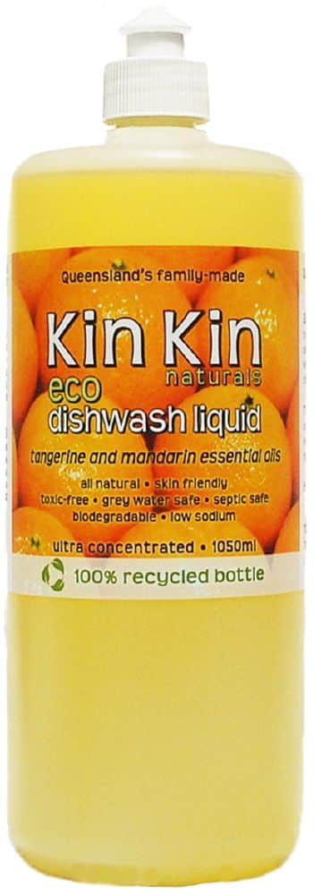 Kin Kin Naturals Eco Dishwash Liquid 1050mL, Tangerine & Mandarin Essential Oils