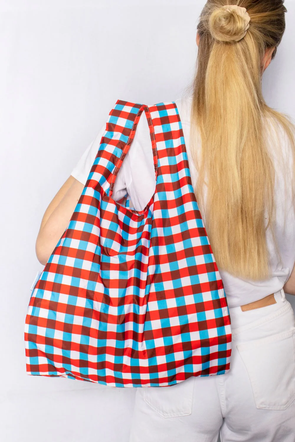 Kind Bag Medium Size, Tricolour Gingham Pattern - Image 5