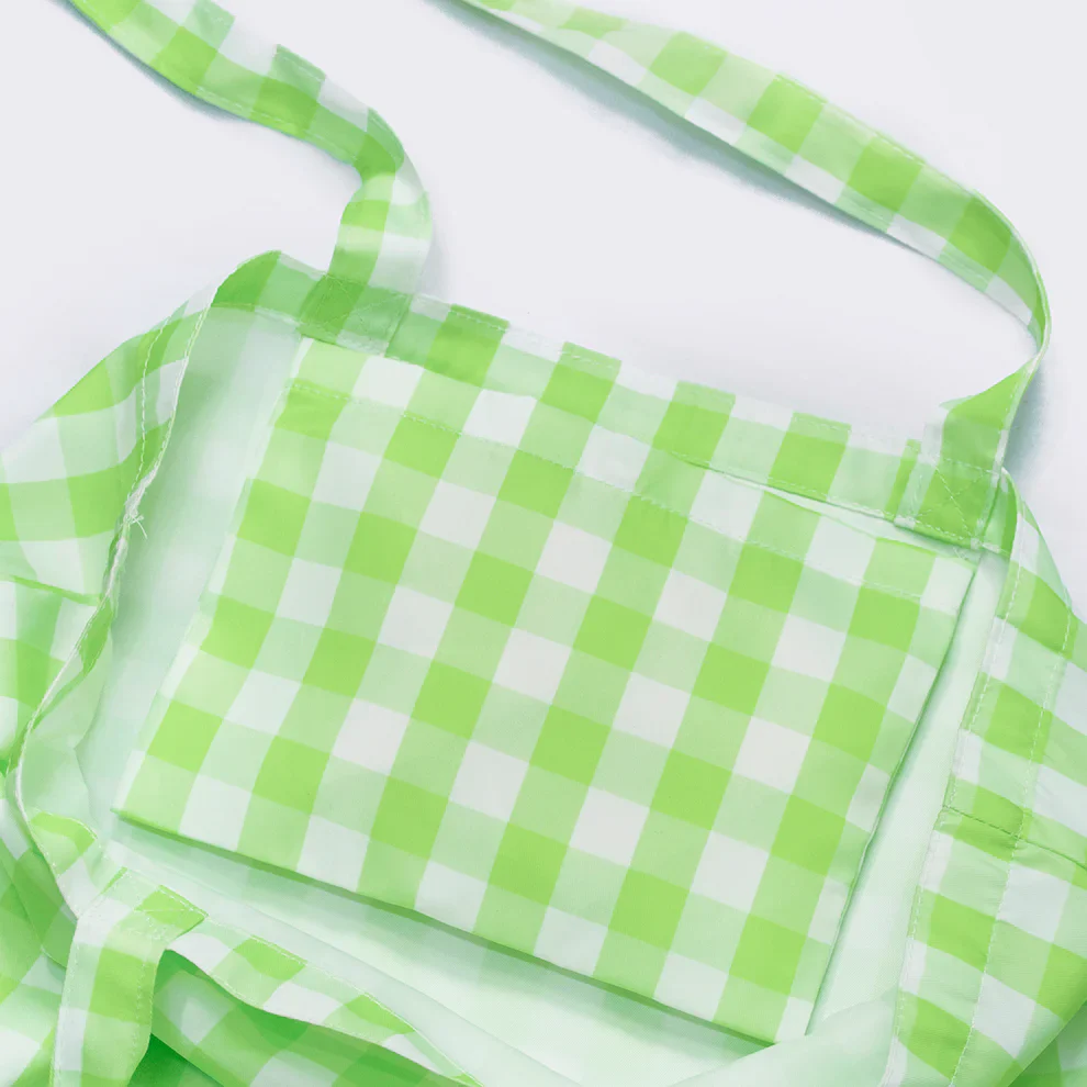 Kind Bag Tote Bag, Lime Green Gingham Pattern - Image 2