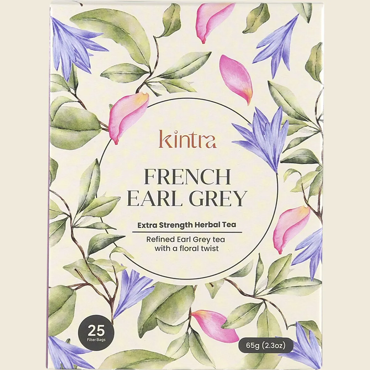 Kintra Herbal Tea French Earl Grey 25 Tea Bags, Bergamot Black Tea Blend