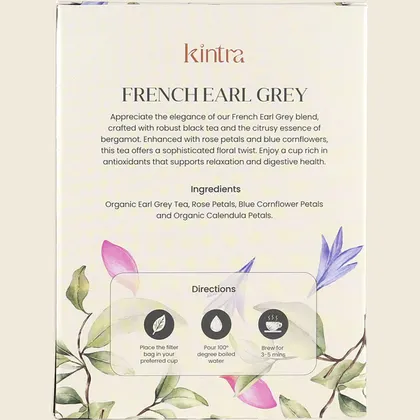 Kintra Herbal Tea French Earl Grey 25 Tea Bags, Bergamot Black Tea Blend - Image 2