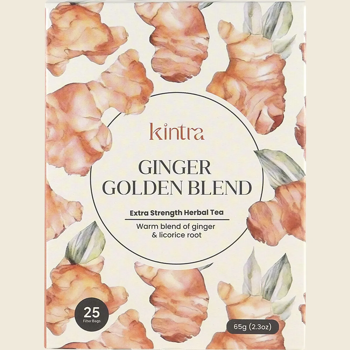 Kintra Herbal Tea Ginger Golden Blend 25 Tea Bags, With Organic Licorice
