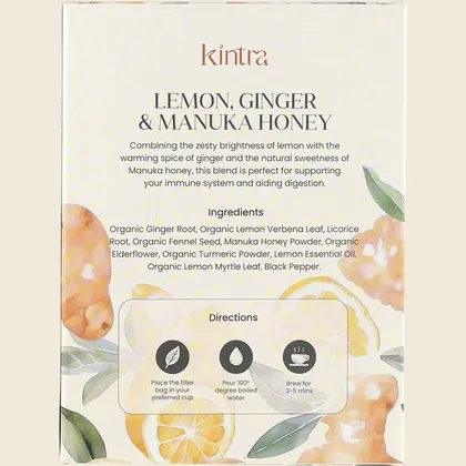 Kintra Herbal Tea Lemon, Ginger & Manuka Honey 25 Tea Bags, Comforting Citrus Soothe - Image 2