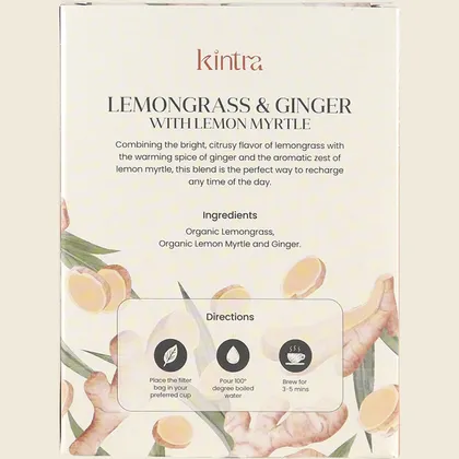 Kintra Herbal Tea Lemongrass & Ginger with Lemon Myrtle 25 Tea Bags, Zesty Ginger Lift - Image 2