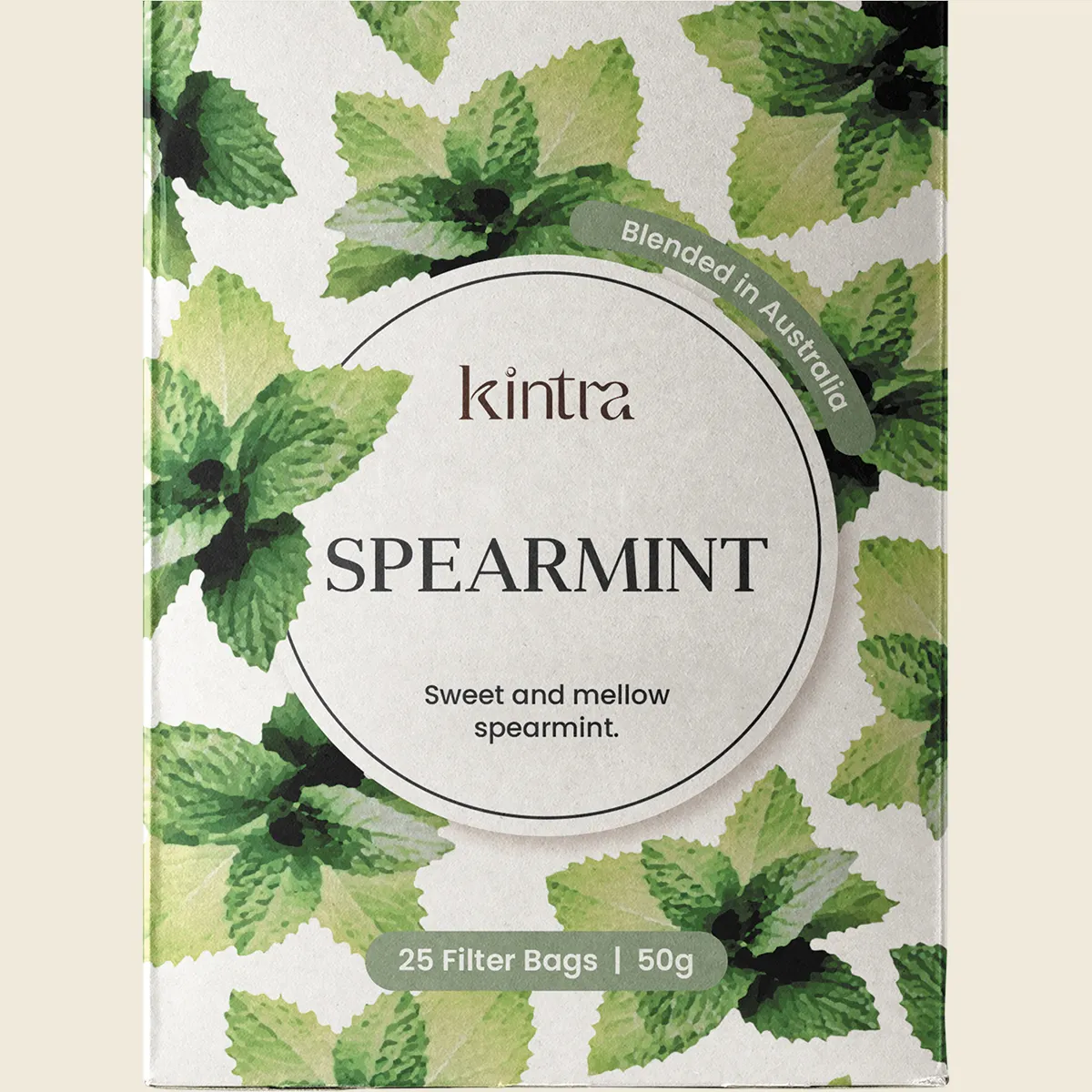 Kintra Herbal Tea Spearmint 25 Tea Bags, Gentle Mint Freshness
