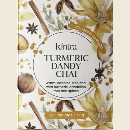 Kintra Herbal Tea Turmeric Dandy Chai 32 Tea Bags, Spiced Root Wellness