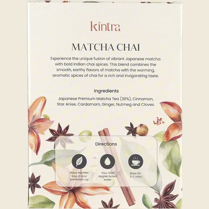 Kintra Matcha Chai Tea Blend Tea Bags 25 Bags, Spiced Antioxidant Green Tea Fusion - Image 2