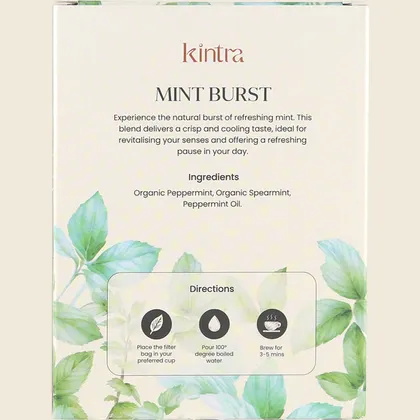 Kintra Herbal Tea Mint Burst 25 Tea Bags, Cool Mint Clarity - Image 2