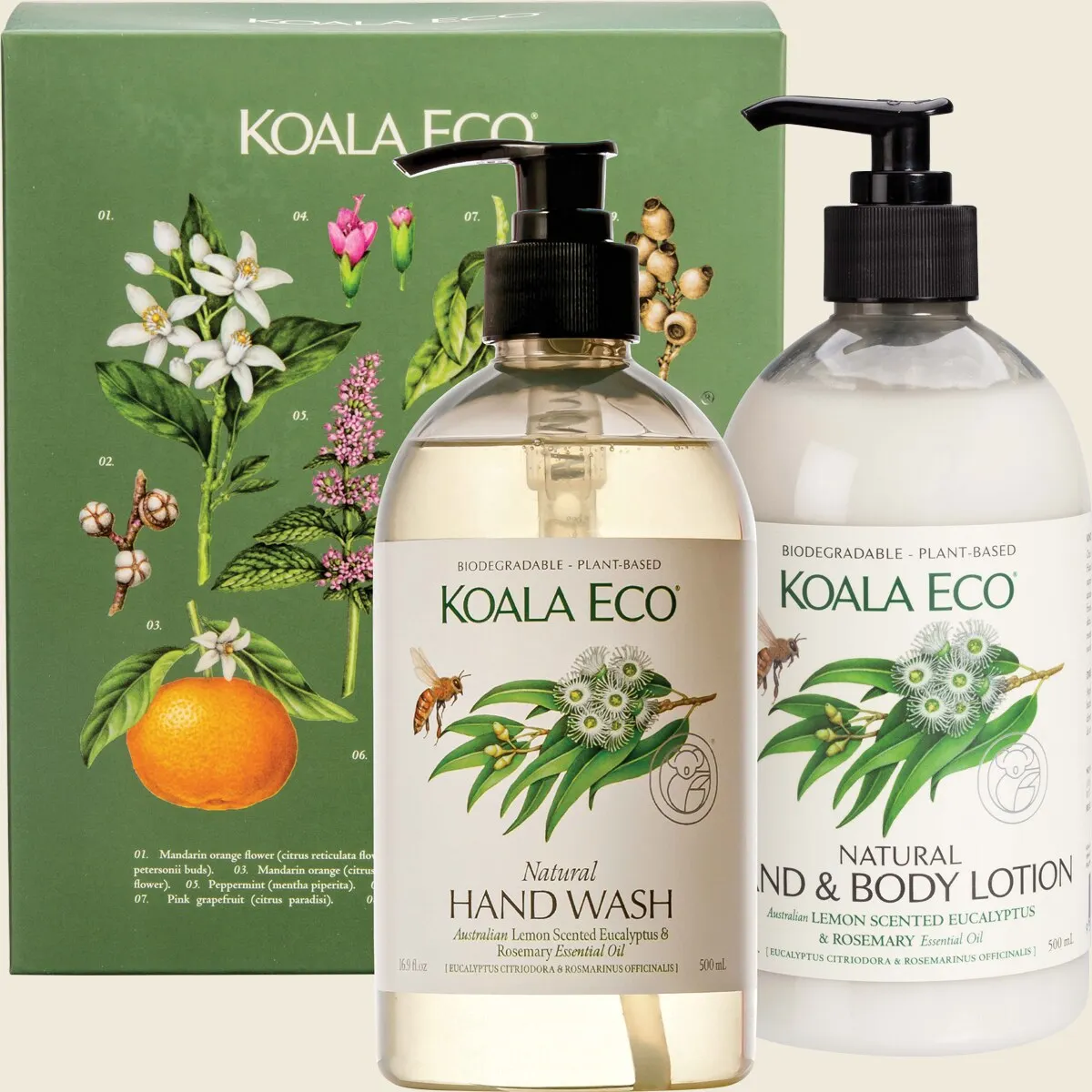Koala Eco Gift Collection Hand Care 2Pack, Lemon Eucalyptus & Rosemary Essential Oil