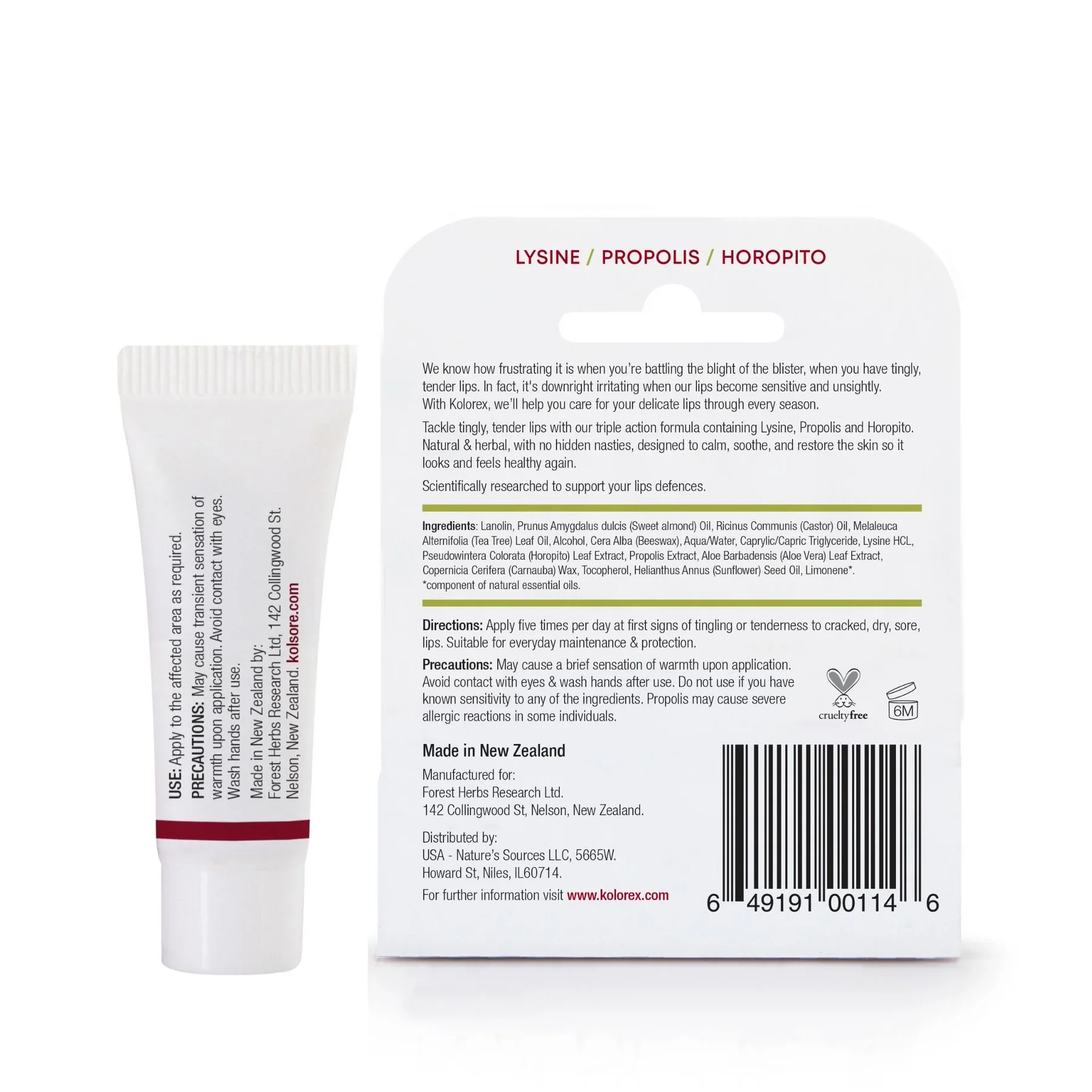 Kolorex Kolsore® Triple Action Lip Ointment 5g, With Lysine, Propolis & Horopito - Image 3