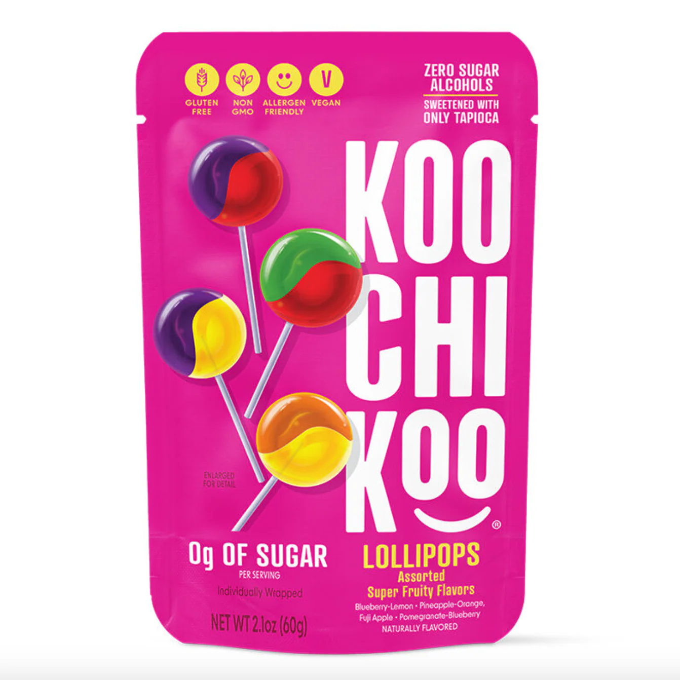 Koochikoo Organic Lollipops 60g (Assorted Flavours), Sugar Free & Vegan