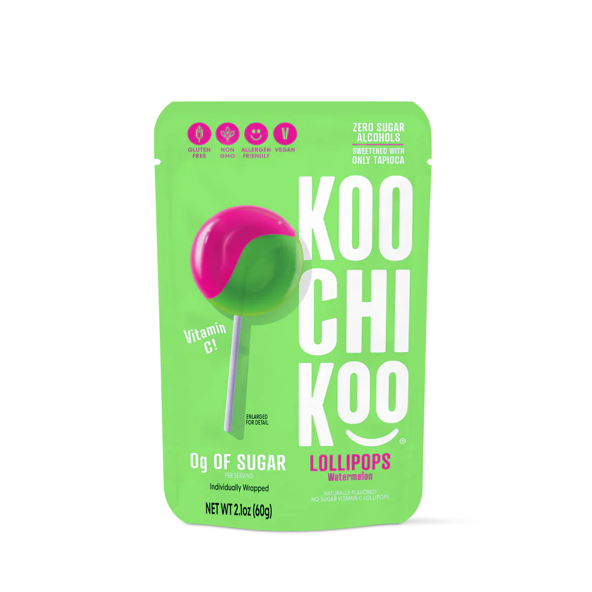Koochikoo Organic No Sugar Lollipops 60g, Vitamin C & Watermelon Flavoured