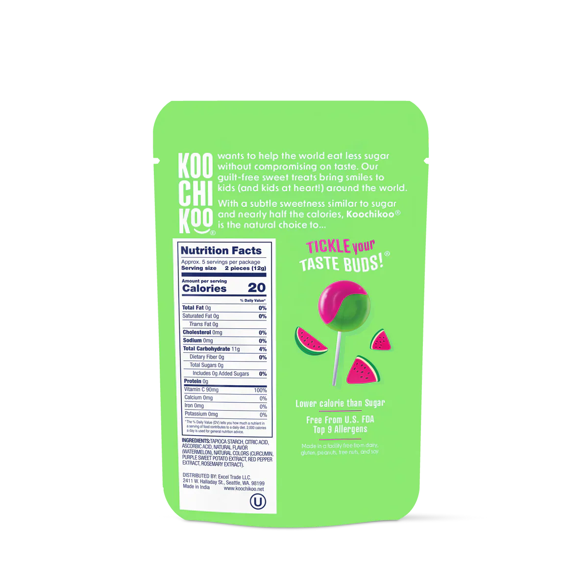 Koochikoo Organic No Sugar Lollipops 60g, Vitamin C & Watermelon Flavoured - Image 2