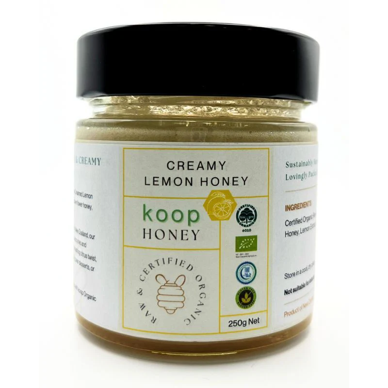Koop Organic Creamy Lemon Honey 250g, Deliciously Zesty Raw Creamed Honey With A Hit Of Vitamin C!