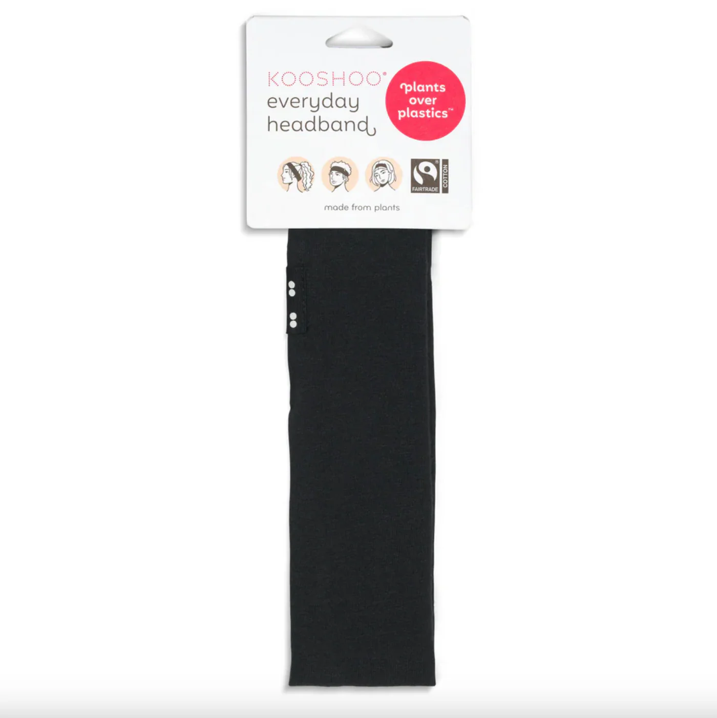 Kooshoo Organic Cotton Everyday Headband, Jet Black Coloured Fabric - Image 4