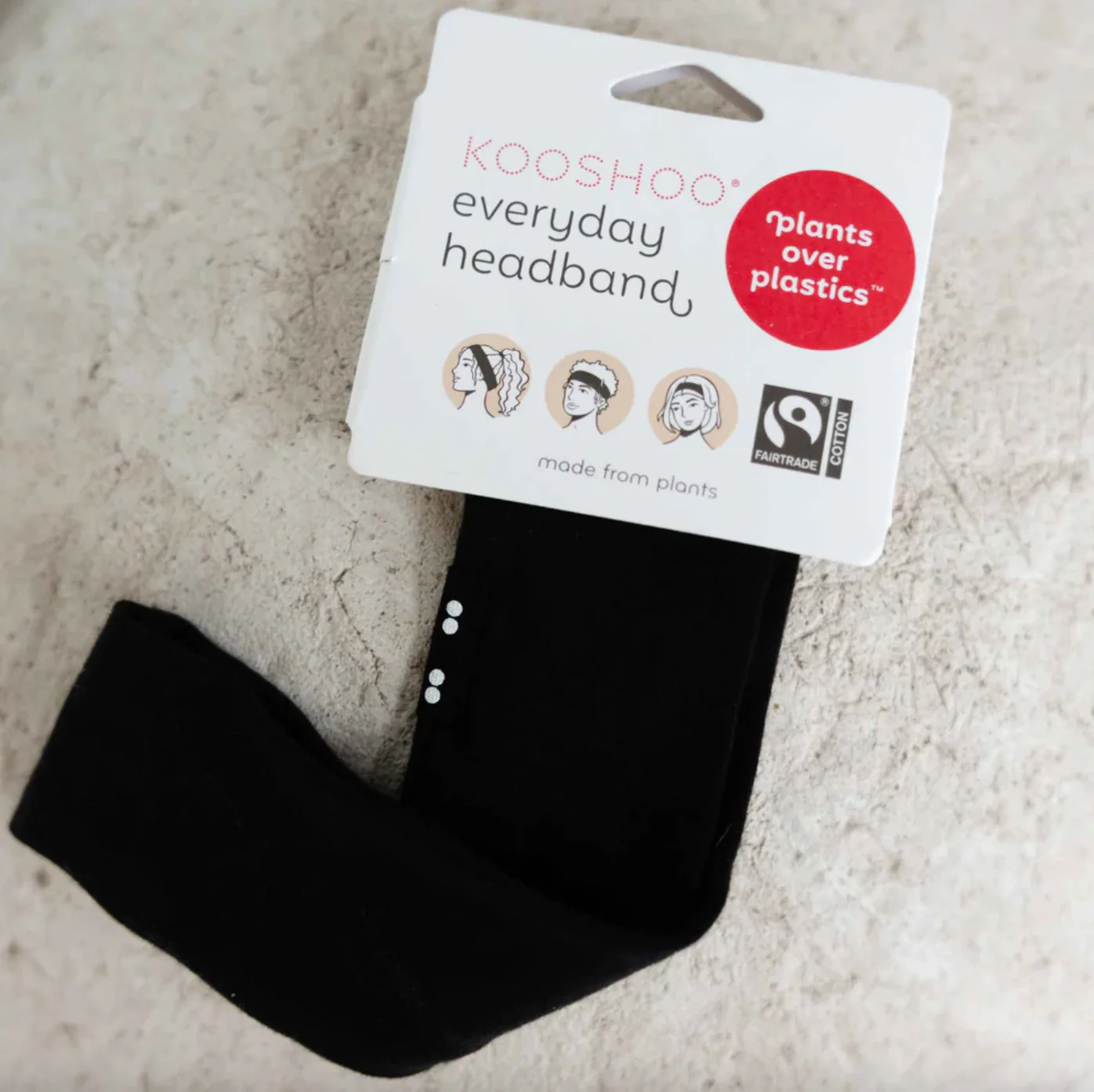 Kooshoo Organic Cotton Everyday Headband, Jet Black Coloured Fabric - Image 6