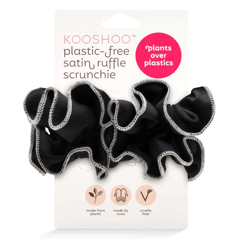 Kooshoo Plastic-Free Satin Ruffle Scrunchies, For A Classic & Modern Look - Image 2