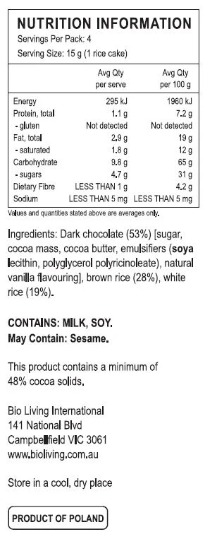 Kupiec Rice Cakes With Dark Chocolate 60g, A Perfect Healthy Snack - Image 2